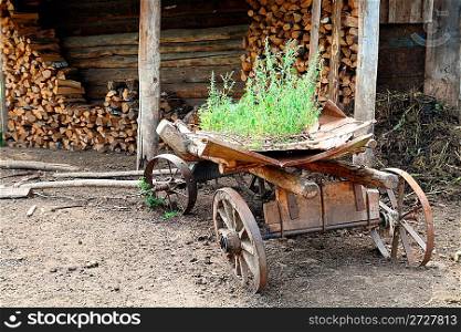 historic transport - old obsolete wooden wagon
