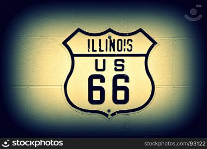 Historic U.S. old Route 66 sign in Illinois.