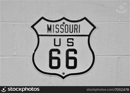 Historic U.S. old Route 66 sign in Missouri.