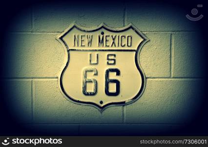 Historic U.S. old Route 66 sign in New Mexico.
