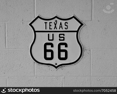 Historic U.S. old Route 66 sign in Texas.