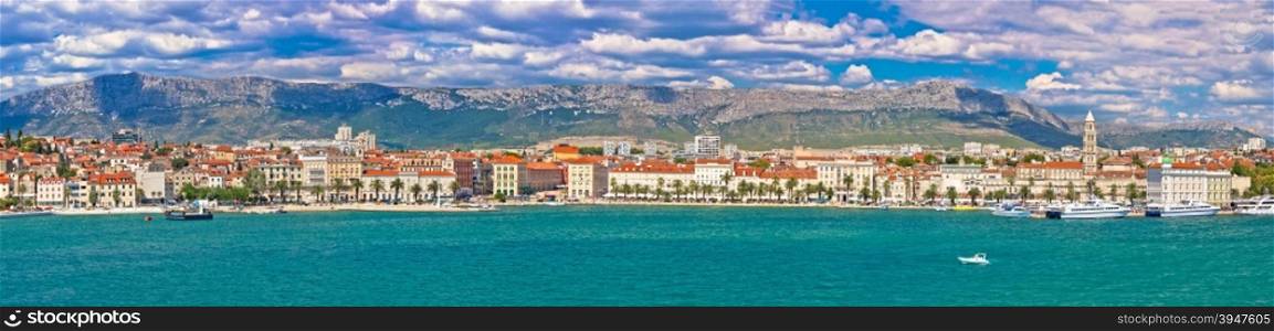Historic waterfront of Split colorful panorama, Dalmatia, Croatia