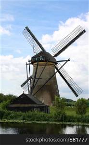 Historic windmill in the Netherlands as a popular tourist attraction