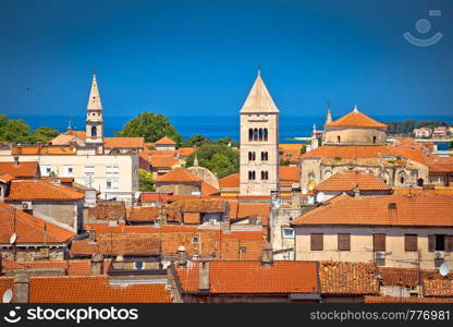 Historic Zadar towers and rooftops view, Adriatic coast in Dalmatia region Croatia