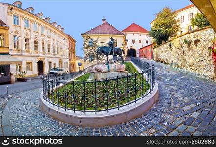 Historic Zagreb street and Stone gate, capital of Croatia