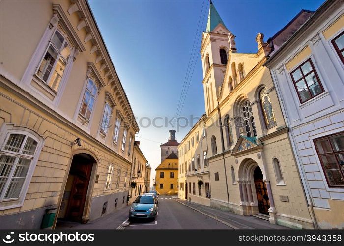 Historic Zagreb upper town street view, capital of Croatia