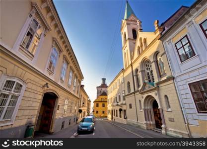 Historic Zagreb upper town street view, capital of Croatia