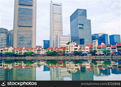 Historical Boat quay district in Singapore