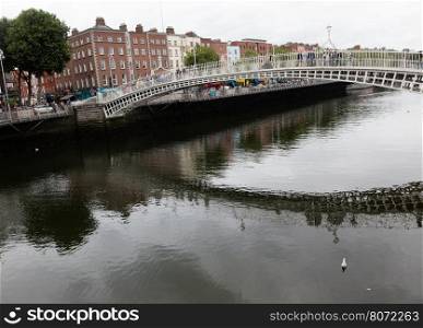 Historical bridge on Liffey river, Dublin, so called Ha penny