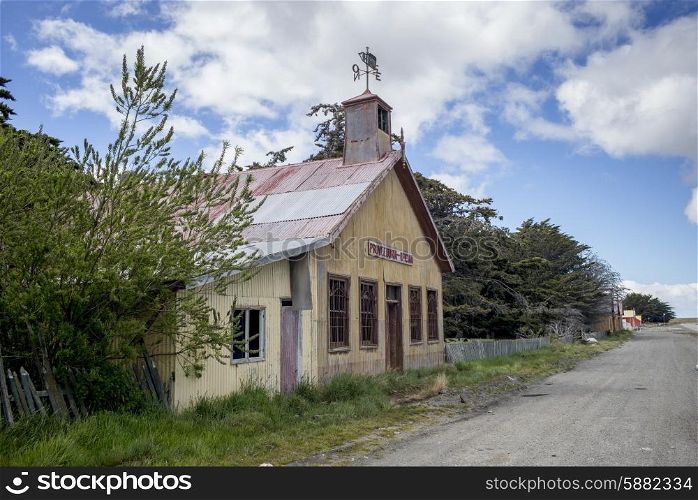 Historical building at the roadside, Estancia San Gregorio, Patagonia, Chile