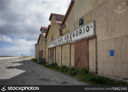 Historical building at the roadside, Estancia San Gregorio, Patagonia, Chile