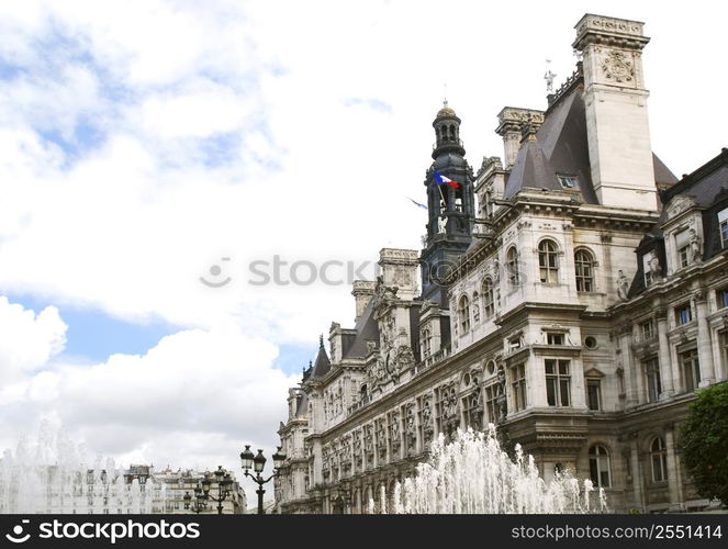 Historical building of Hotel de Villle in Paris France