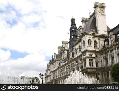 Historical building of Hotel de Villle in Paris France