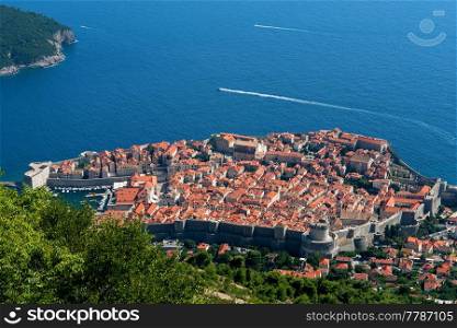 historical buildings of Dubrovnik, Croatia, view from the mountain