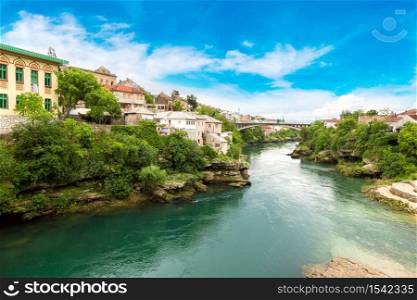 Historical center in Mostar in a beautiful summer day, Bosnia and Herzegovina