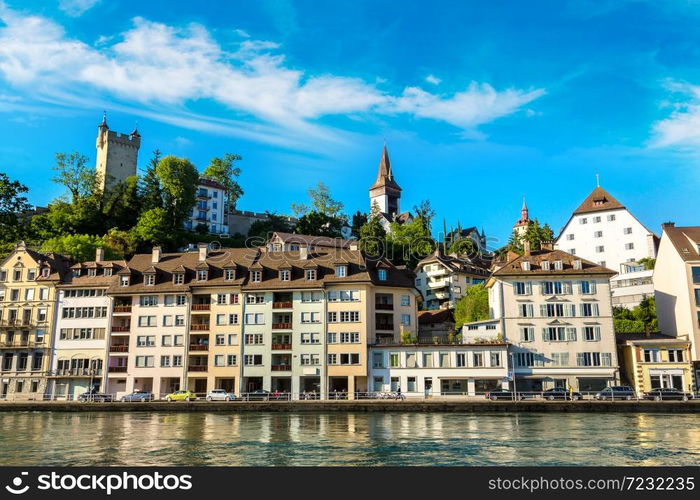 Historical city center of Lucerne in a beautiful summer day, Switzerland