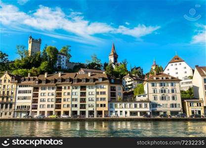 Historical city center of Lucerne in a beautiful summer day, Switzerland