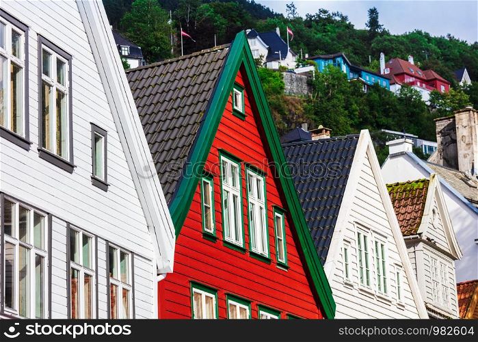 Historical houses of Bergen city in Norway.
