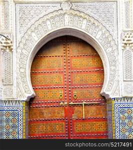 historical in antique building door morocco style africa wood and metal rusty