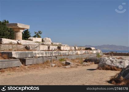 historical ruins of Asclepieion, ancient Hospital made by Hippocrates in Kos, Greece