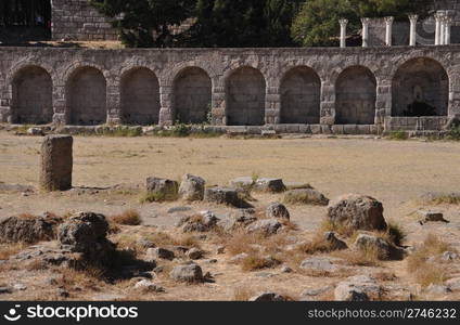 historical ruins of Asclepieion, ancient Hospital made by Hippocrates in Kos, Greece