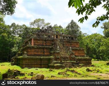 Historical ruins of the Phimeanakas temple at Angkor Thom in Siem Reap, Cambodia