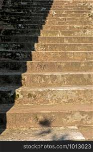 historical worn sandstone steps at a castle in the Odenwald