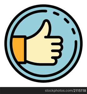 Hitchhiking thumb up icon. Outline hitchhiking thumb up vector icon color flat isolated. Hitchhiking thumb up icon color outline vector