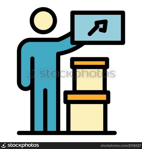 Hitchhiking with bags icon. Outline hitchhiking with bags vector icon color flat isolated. Hitchhiking with bags icon color outline vector