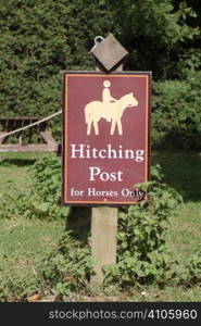 Hitching post sign