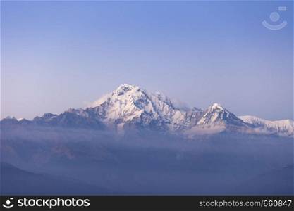 Hiunchuli and Annapurna South in the Annapurna Region of the Nepal Himalayas