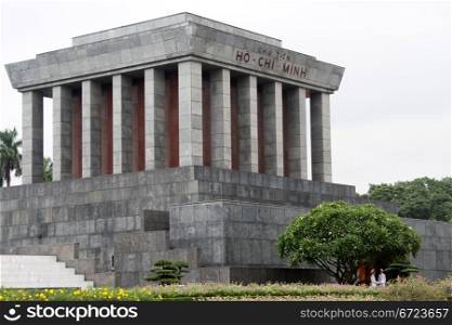 Ho Chi Minh grey marble mausoleum in Hamoi, Vietnam