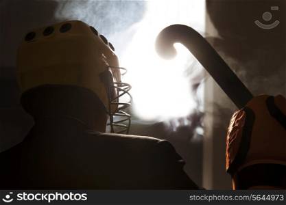 Hockey player with hockey stick