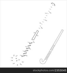 Hockey Stick Icon Dot To Dot, Hockey Sport Accessories Vector Art Illustration