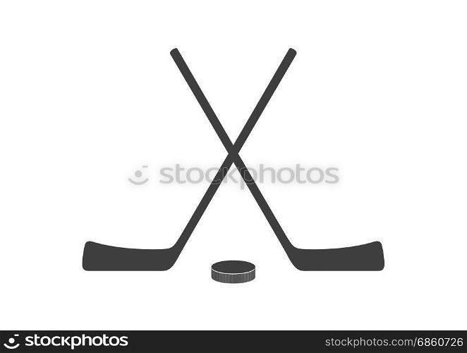 Hockey sticks and puck grey minimal logo design