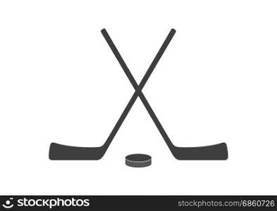 Hockey sticks and puck grey minimal logo design