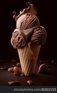  hocolate ice cream cone. generative AI