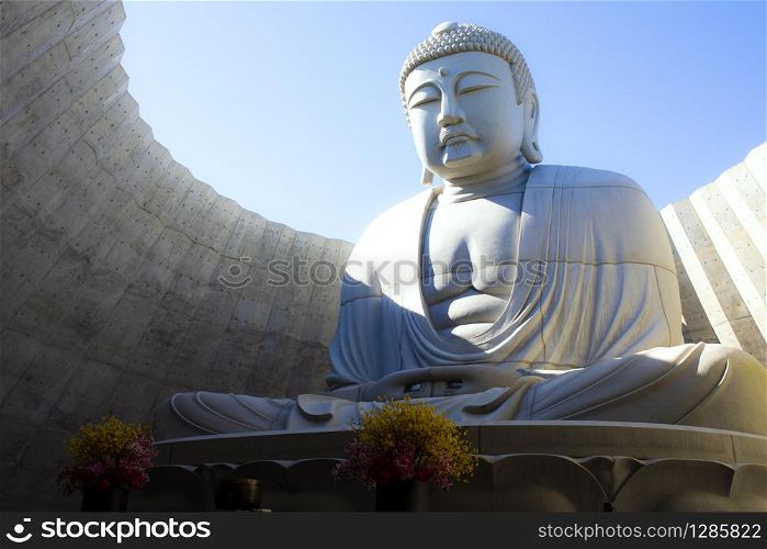 hokkaido japan - october8,2018 : japanese buddhist statue in hill of buddha sapporo hokkaido one of popular traveling destination