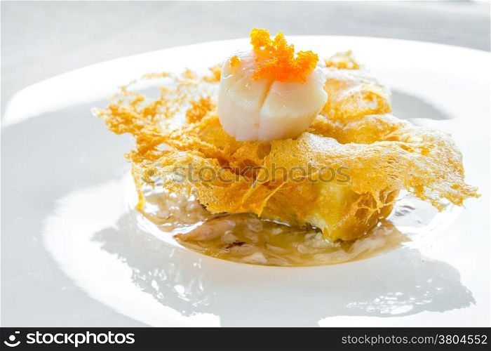 hokkaido scallop with crab meat sauce - Chinese Cuisine