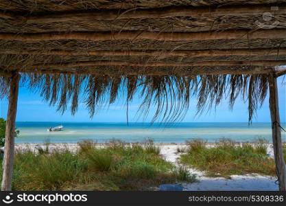 Holbox Island beach hut palapa in Quintana Roo of Mexico