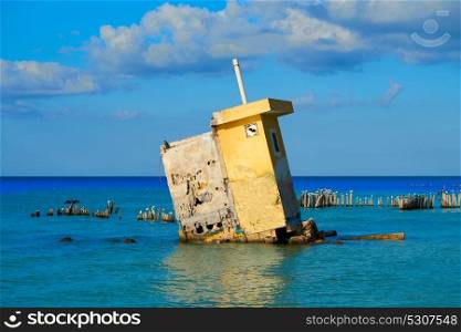 Holbox island beach in Mexico hurricane ruins house part