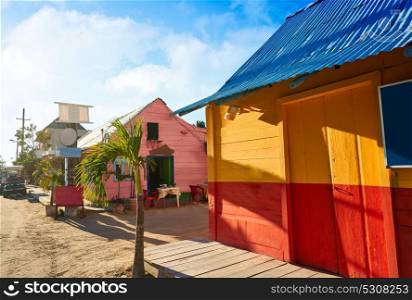 Holbox Island colorful Caribbean houses in Quintana Roo of Mexico