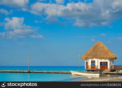 Holbox island pier hut in Mexico Quintana Roo