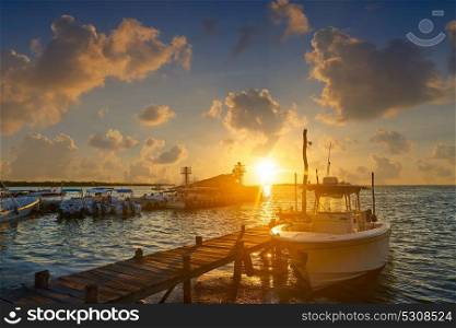 Holbox island port sunset in Quintana Roo of Mexico