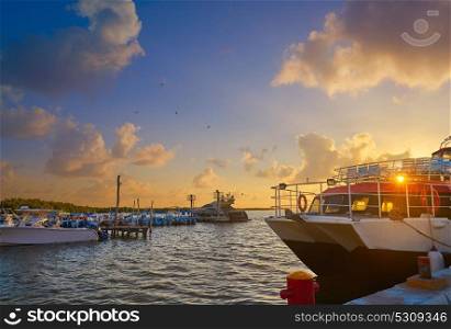 Holbox island port sunset in Quintana Roo of Mexico