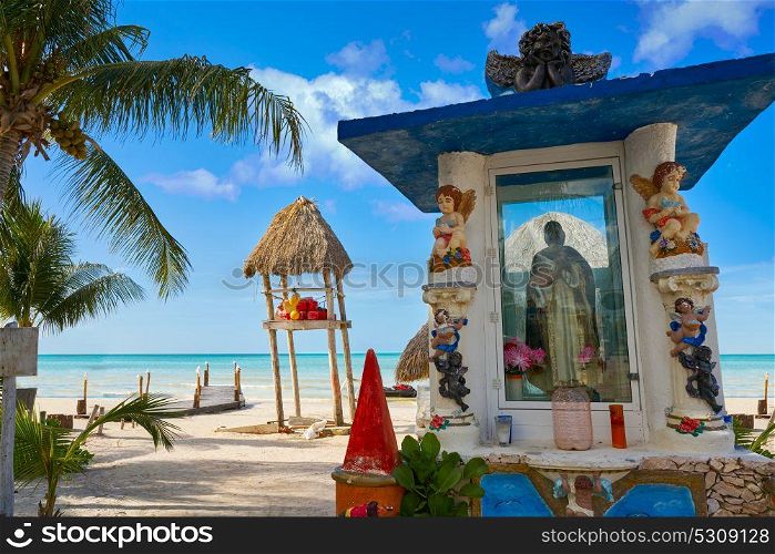 Holbox Island virgin statue in Quintana Roo of Mexico