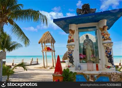 Holbox Island virgin statue in Quintana Roo of Mexico