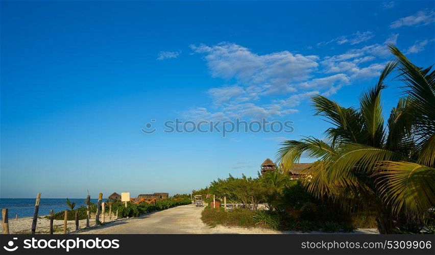 Holbox tropical Island track in Quintana Roo of Mexico