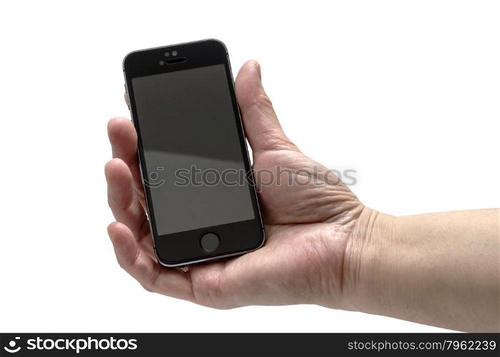Holding a smartphone