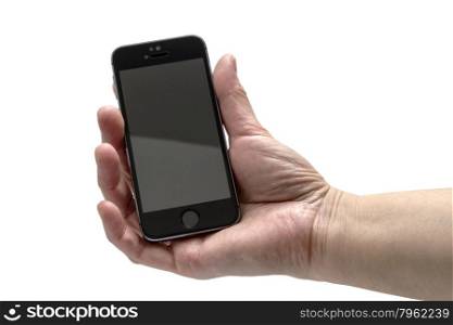 Holding a smartphone